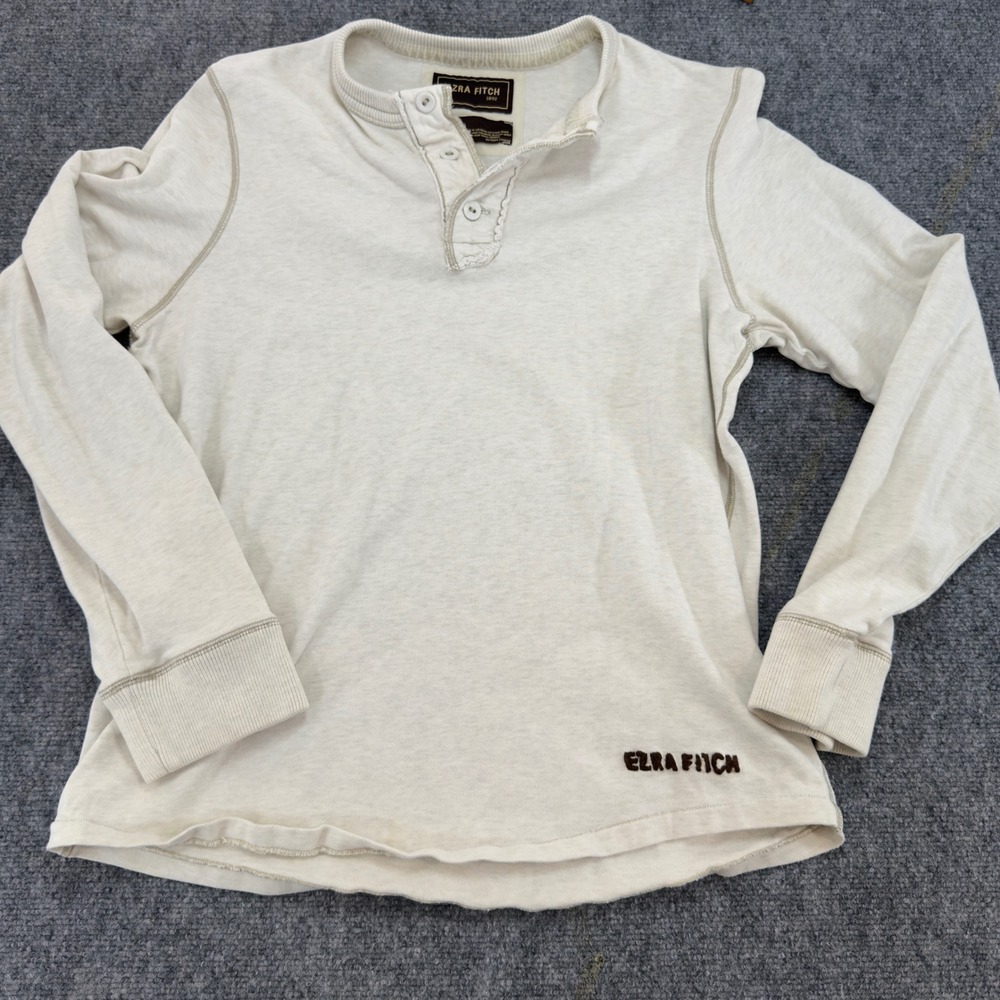 Ezra Fitch Y2K Premium Heavy Knit Henley Shirt Cream Size XX-Large